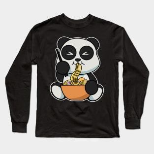 Anime Kawaii Ramen Eating Panda Bear Japanese Noodles Long Sleeve T-Shirt